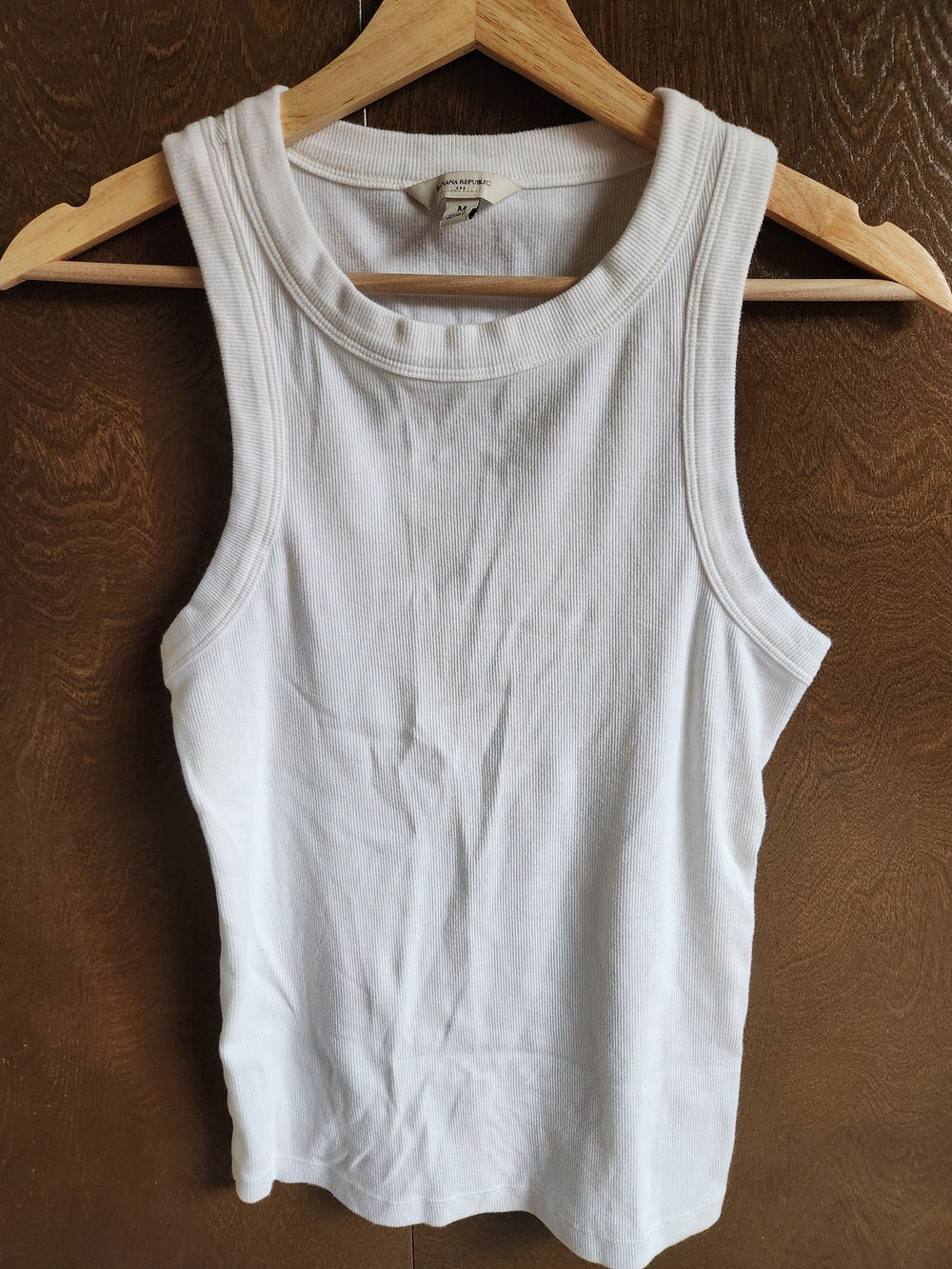 Banana Republic White Ribbed Crewneck Tank